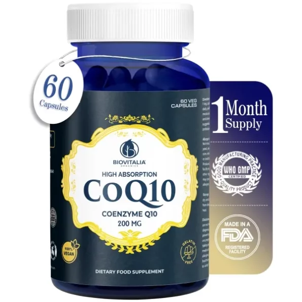 Biovitalia CoQ10 200 mg Coenzyme Q10 Supplement Capsules - 60 Vegan Capsules, Herbkart8t771u3qXIiSIL.webp, Herbkart8t771u3qXIiSIL