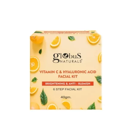 Globus Naturals Vitamin C Skin Brightening Facial Kit, Boosts Glow, Brightens Skin Complexion, with 6 Easy Steps, Ayurvedic & Herbal Prepration For Natural Glow, 40 gms (Pack of 1)