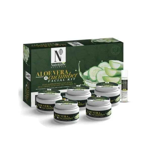 Nutriglow Natural's Aloe Vera Cucumber Facial Kit With Hyaluronic Acid 260 Gm available on Herbkart