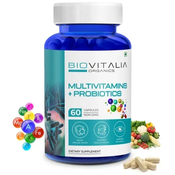 Biovitalia Organics Multivitamins + Probiotics Dietary Supplement - 60 Veg Capsules, Herbkart8t771GArVfsMML.webp, Herbkart8t771GArVfsMML