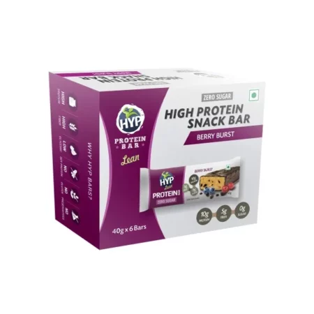 HYP - Lean Sugarfree Protein Bar, Berry Burst (6x40g) | 10g Protein per Bar | No Added Sugar | Gluten Free Protein Bars | No Soy Protein | Zero Preservatives | High Protein Snacks