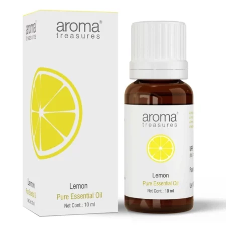 Aroma Treasures Lemon Essential Oil | 100% Pure & Natural Theraputic Essential oil for healthy Skin, body, Aromatherapy - 10ml