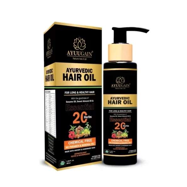 Ayuugain Ayurvedic Hair Oil - 100ml, Herbkart8t771hwaql9S4L.webp, Herbkart8t771hwaql9S4L