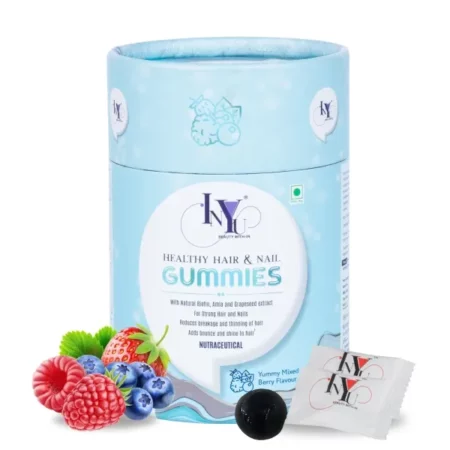 INYU Healthy Hair & Nail Gummies for Women & Men | 30 Days Pack | Tasty hair supplement | with Biotin, Amla & Grapeseed Extract | Reduces Hair Fall & Strengthens Nails | Hair growth | Biotin Gummies