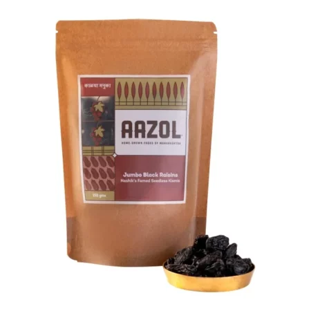 Aazol Premium Jumbo Black Raisins: Nashik's Famed Seedless Kismis - 250g | Kali Kishmish | Kali Draksh | Iron-rich | Good for Skin and Digestion
