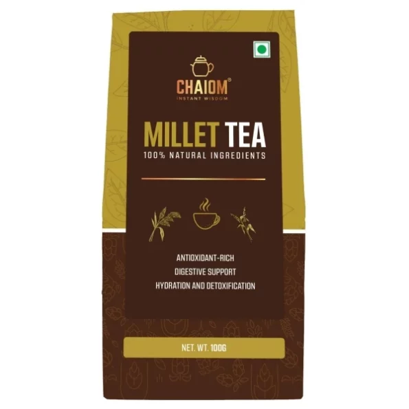 ChaiOm Energizing Millet Tea Blend with Green Tea and Ayurvedic Herbs, Loose Tea, 100 g available on Herbkart