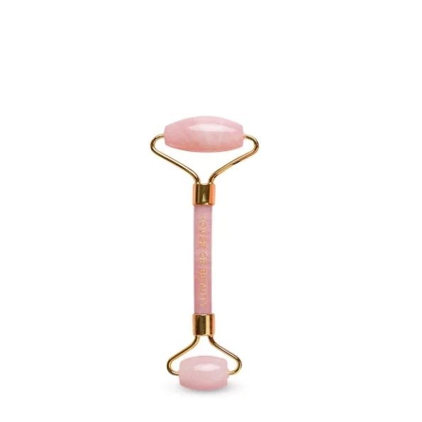 House of Beauty Rose Quartz Roller with Double Sided Stone Toning Firming Massager (Pink) available on Herbkart