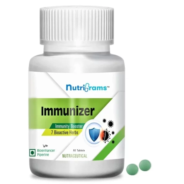 Nutrigrams Immunizer, Natural Immunity Booster for Adults with Giloy, Neem, Tulsi, Ashwagandha, Turmeric, Amla and Cinnamon Extracts - 60 Tablets available on Herbkart