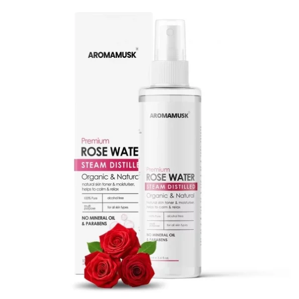 AromaMusk 100% Organic & Natural Premium Rose Water/Skin Toner, 100ml, Herbkart8t761eqeaOepdL.webp, Herbkart8t761eqeaOepdL