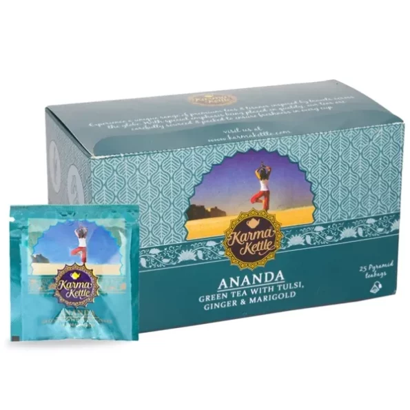 Karma Kettle Ananda-Green Tea with Tulsi, Ginger & Marigold, Loaded with Anti Oxidants, 100% Pure, Natural Detox, Tulsi or Holy Basil, Ginger or Super Root, 25 Pyramid Teabags, 50 g, Herbkart8t761kPd4cd5mL.webp, Herbkart8t761kPd4cd5mL