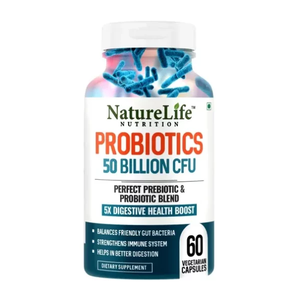 NatureLife Probiotics 50 Billion CFU - 20 Strain + 150mg Prebiotic Supplement - 60 Vegetarian Capsules, Herbkart8t761T9p2mJQ3L.webp, Herbkart8t761T9p2mJQ3L