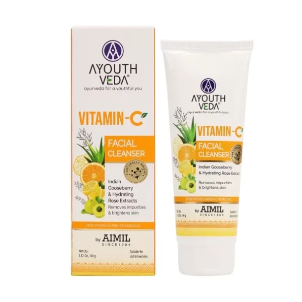 Ayouthveda Vitamin-C Facial Cleanser With Lemon & Rose Extracts, 100gm available on Herbkart