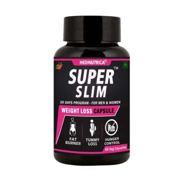 MEDINUTRICA Super Slim Natural Fat Burner & Weight Loss Supplement - 500 Mg 60 Veg Capsules available on Herbkart