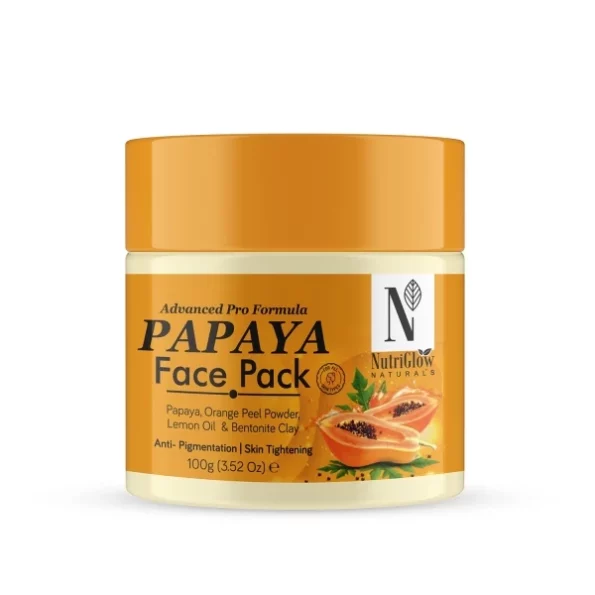 NutriGlow Natural's Advanced Pro Formula Papaya Face pack, Clay Based, Skin Lightening For Dry & Oily Skin, 100g available on Herbkart