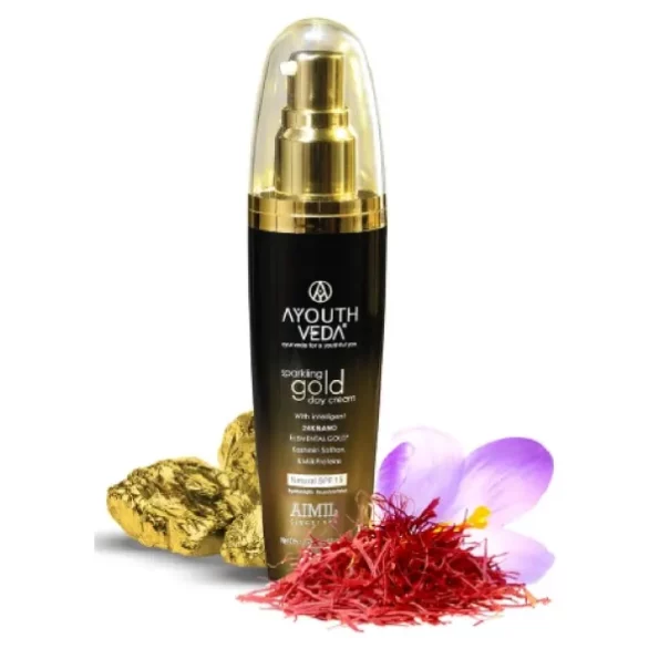 Ayouthveda Sparkling 24K Nano Elemental Gold Day Cream With Natural SPF 15 - 50g available on Herbkart