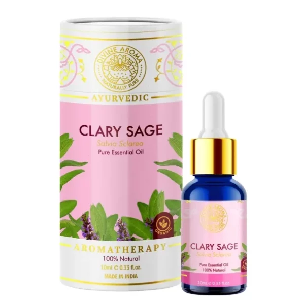 Divine Aroma Clary Sage 100% Pure & Natural Essential Oil 10ml available on Herbkart