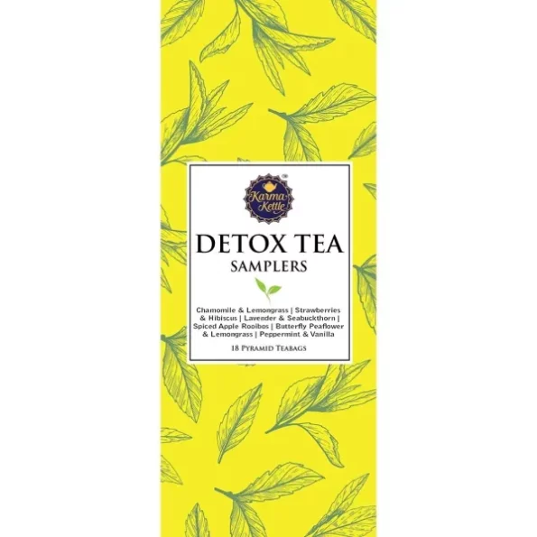 Karma Kettle Natural Detox and Caffeine Free Tea Sampler Box, 3 Tea Bags Each 6 Different Flavour, 18 Pyramid Tea Bags, 40 g, Herbkart8t7613re4fM4LL.webp, Herbkart8t7613re4fM4LL