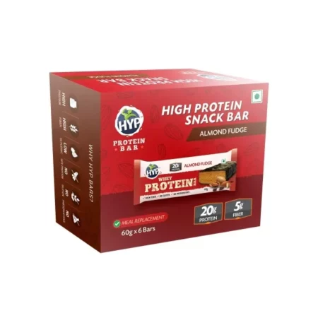 HYP Meal Replacement Whey Protein Bar Pack of 6 (60g x 6) Almond Fudge
