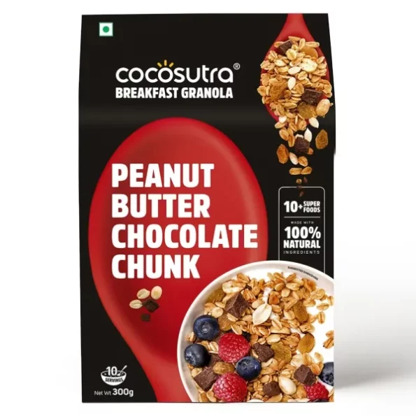 Cocosutra Peanut Butter Chocolate Chunk Breakfast Granola - 300 g, Herbkart8t771k5PFTRcmL.webp, Herbkart8t771k5PFTRcmL