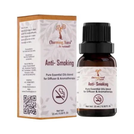 Anti-Smoking Blend by Charming Aura | Cuts down the craving of smoking tobacco | 100% pure & natural Essential Oils blend for Diffuser & Aromatherapy | Helps to quit smoking | Soothing & Refreshing Aroma | 15ml (Anti Smoking Blend, Pack of 1)