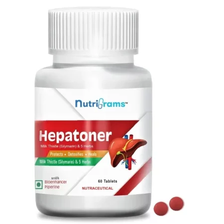 Nutrigrams Hepatoner, Liver Detox Supplement for Fatty Liver with Milk Thistle, Punarnava, Kalmegh, Kutki, Mulethi, Bhumi Amla & Piperine - 60 Tablets