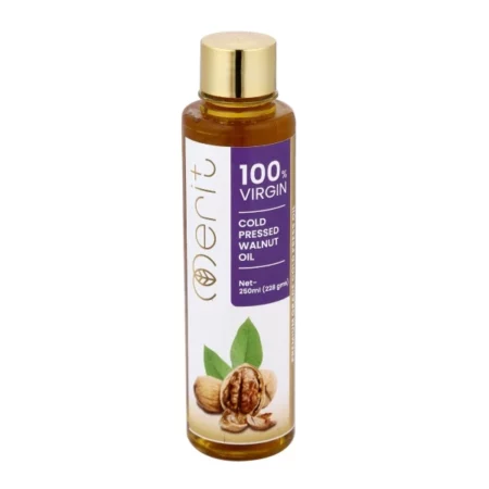 Merit Plus Cold Pressed Walnut Oil 250 ML Edible 100% Pure Natural Unrefined for Thyroid Massage Hair Care Salad Dressing Rich in Omega-3
