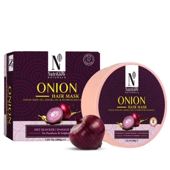 NutriGlow Natural's Onion Hair Mask Deep Conditioner Treatment, 200 gm available on Herbkart