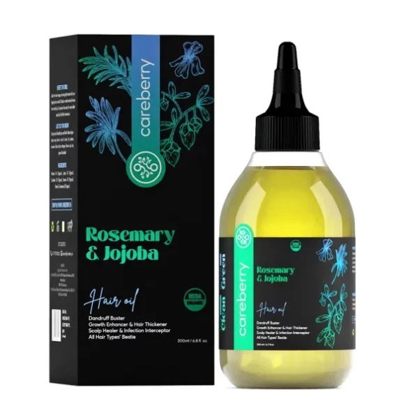 Careberry Organic Rosemary & Jojoba Hair Oil, 200ml, Herbkart8t7712WdZndlCL.webp, Herbkart8t7712WdZndlCL