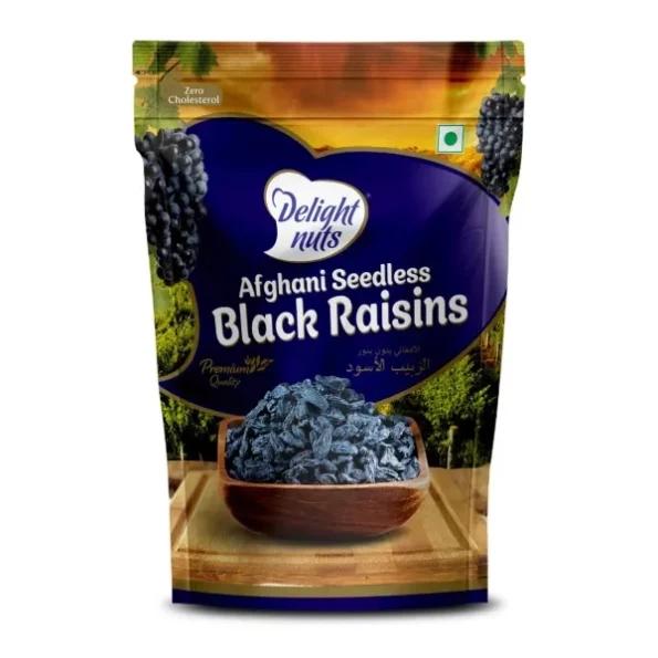 Delight Nuts Afghani Seedless Black Raisins - 200g available on Herbkart