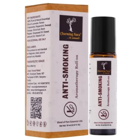 Anti Smoking Essential Oil Blend by Charming Aura | Cuts down the craving of smoking Cigarettes or Tobacco | Helps to quit smoking | 100% Pure & Natural Essential Oils | Roll-on | 10ml | Non-Drowsy Formula | Ayurvedic (Anti Smoking Roll-on, Pack of 1)