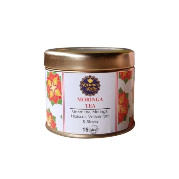 Karma Kettle Moringa Green Tea with Moringa Leaf, Hibiscus Flower, Vetiver Root & Stevia Leaf (15 Pyramid Teabags), Herbkart8t761zwJwEBUEL.webp, Herbkart8t761zwJwEBUEL