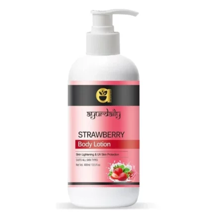 Ayurdaily Strawberry Moisturizing Body Lotion For Skin Lightening & UV Skin Protection (400 ml)
