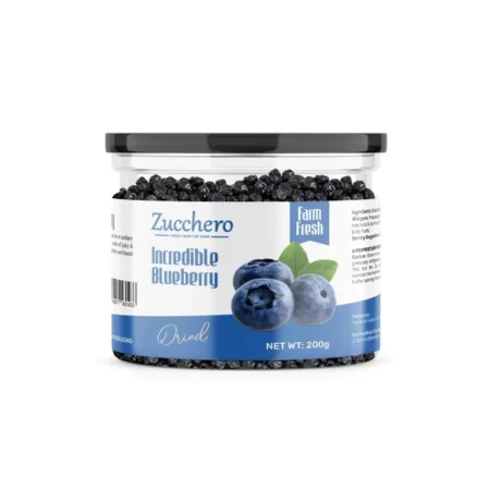 Zucchero Dried Blueberry, Jumbo whole, 200 grams - Rich Phytoflavinoids | Juiciest Berry | Californian