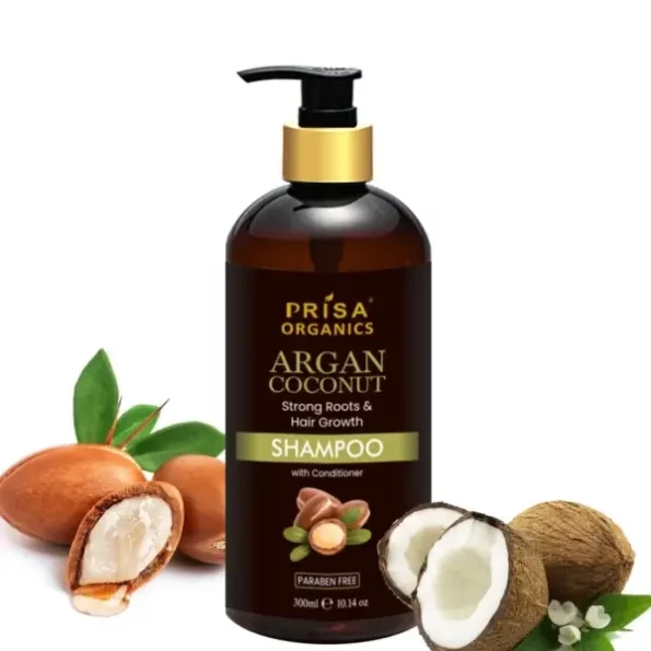 Prisa Organics Argan Coconut Strong Roots & Hair Growth Shampoo With Conditioner, 300Ml available on Herbkart