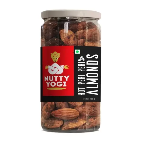 Nutty Yogi Hot peri peri Flavoured Almonds 100gm available on Herbkart