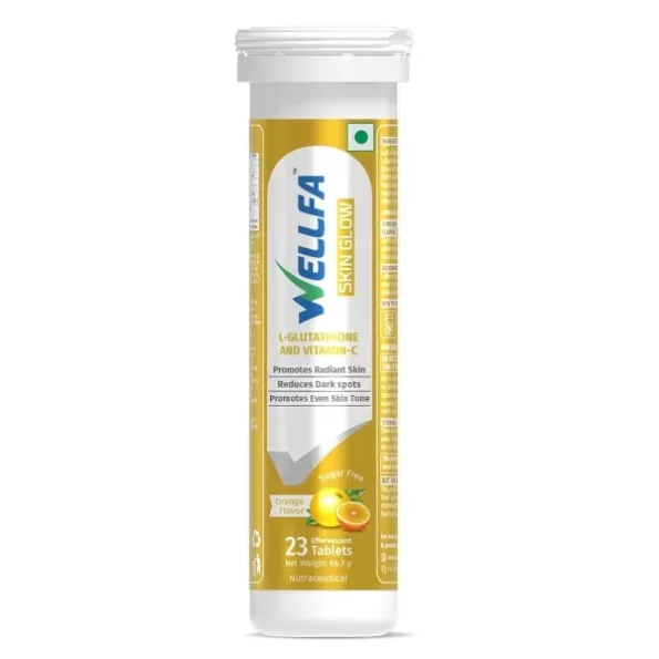 Wellfa Skin Glow Tablets | L-Glutathione | Vitamin C | Skin Glow and Radiance for Men & Women | Orange flavor - 23 Effervescent tablets, Herbkart8t761vuRsmYmgL.webp, Herbkart8t761vuRsmYmgL