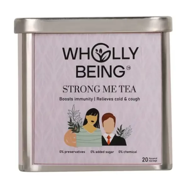 Wholly Being Strong Me Tea with Giloy, Star Anise, Turmeric, Nutmeg, Licorice, Tulsi, Ginger (20 tea bags) available on Herbkart