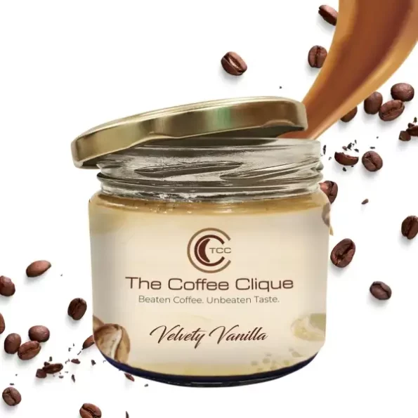 The Coffee Clique, Velvety Vanilla, Instant Coffee, Flavoured Beaten Coffee, 220 Grams available on Herbkart