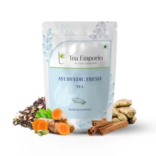 Tea Emporio Ayurvedic Tea with fresh Ingredients - 50g Tin available on Herbkart