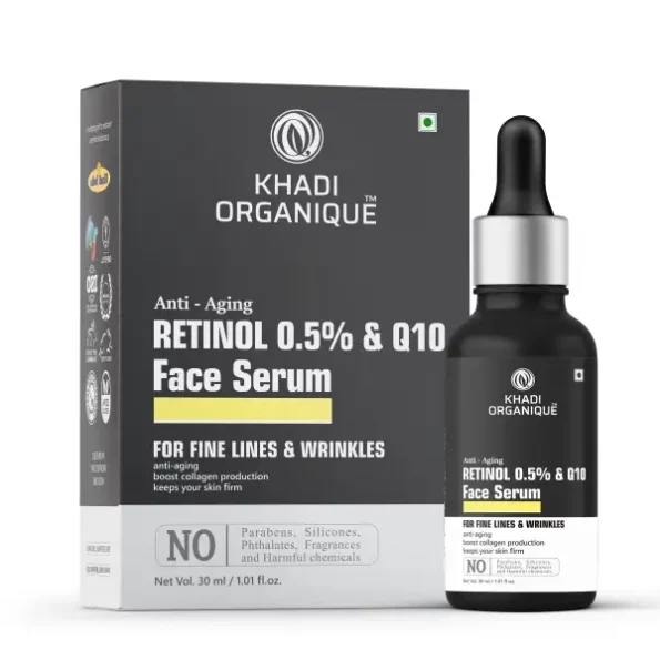 Khadi Organique Retinol 05% + Q10 Face Serum, 30 ML available on Herbkart