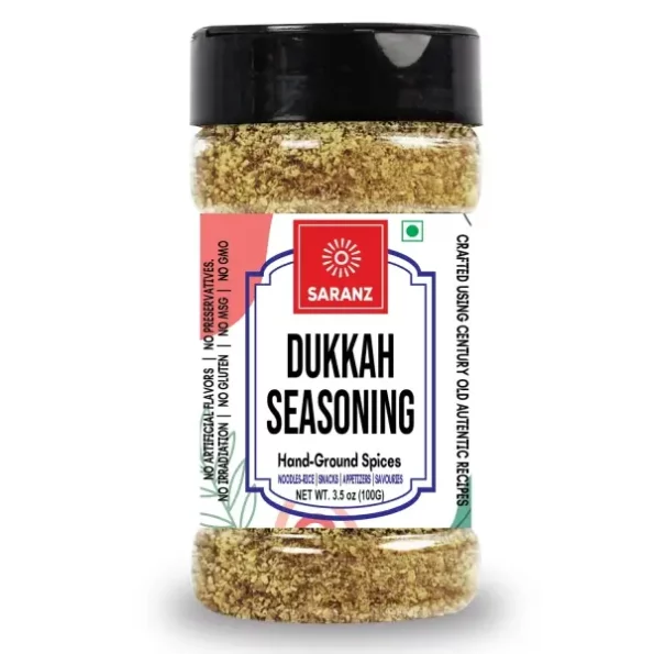 Saranz Exotic Dukkah Spice Mix (100 Grams Sprinkler Jar) available on Herbkart