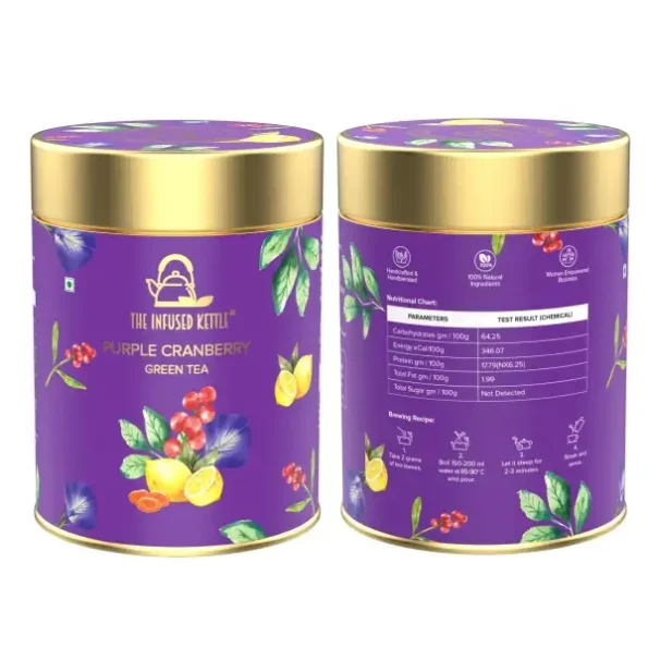 The Infused Kettle Premium Purple Cranberry Green Tea - 50gm available on Herbkart