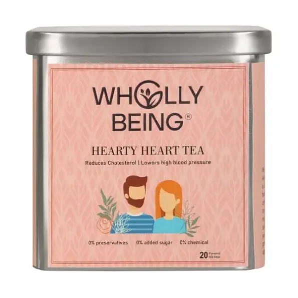 Wholly Being Hearty Heart Tea with Arjun bark, Ashwagandha, Tulsi, Cinnamon (20 tea bags) available on Herbkart