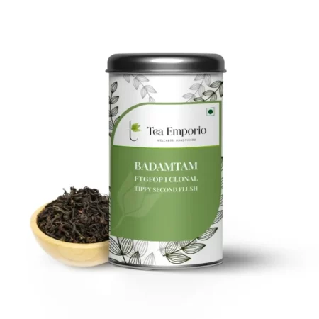 Surajmukhi Tea Clonal Tippy Second Flush Tea_ 50g Tin Caddy (Badamtam FTGFOP-1) | 100% Natural Loose Leaf Tea | Refreshing and Loaded with Antioxidants for Optimal Health