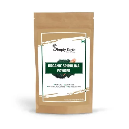 Simply Earth Organic Spirulina Powder for Energy, Digestion & Skin Health | Plant Based Protein Superfood Non-GMO | Immunity Booster, Superfood Supplement & Natural Multivitamin - 100g Veg Powder