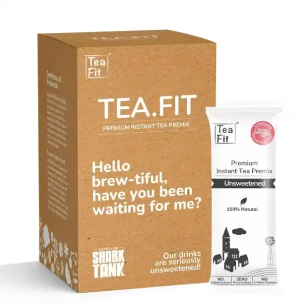 TeaFit Premium Unsweetened Masala Instant Tea Premix Pack of 50 Sachets available on Herbkart