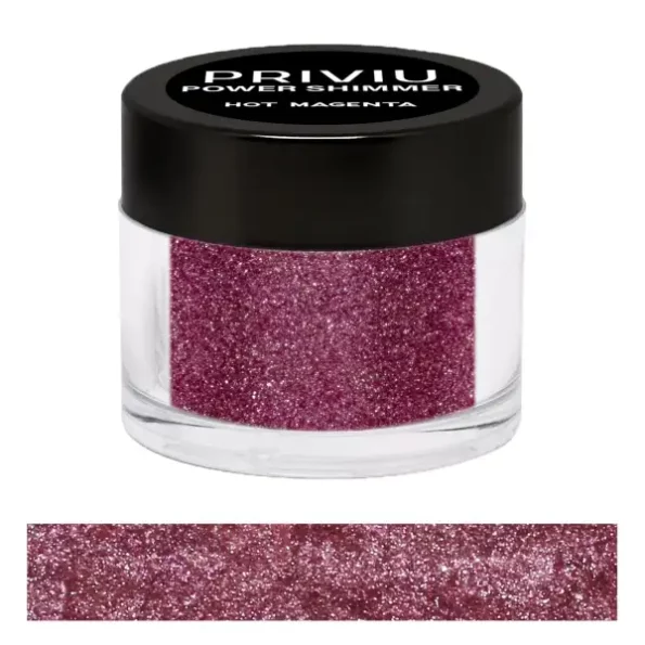 Priviu Power Shimmer Metallic Eye Makeup Loose Glitter Eyeshadow Powder, 17 Hot Magenta, 3g available on Herbkart