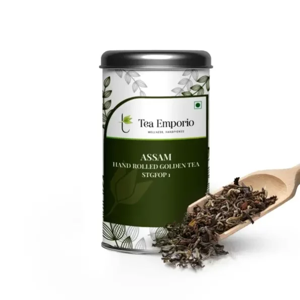 Tea Emporio Tea Assam Hand Rolled Golden Tea -50g Tin available on Herbkart