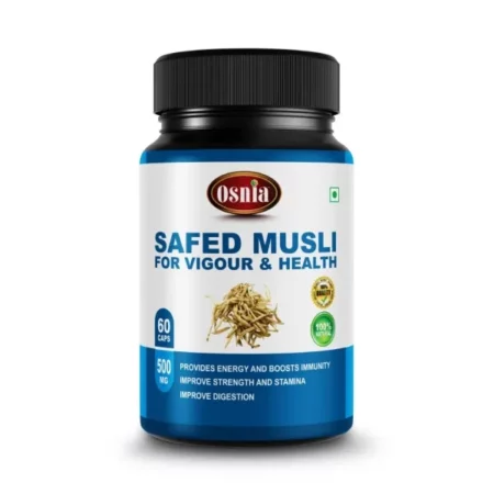 Osnia Safed Musli Extract 500 mg Veg Supplement | Enhance Energy, Stamina, healthy Bones & Sport Performance | - 60 Capsules (Pack of 1)
