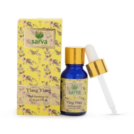 SARVA by Anadi 100% Natural Ylang Ylang Essential Oil for Hair Face, Skin & Natural and Undiluted Therapeutic Grade Oil | Hydrates and Nourishes Skin, Treats Dandruff (15 ML)